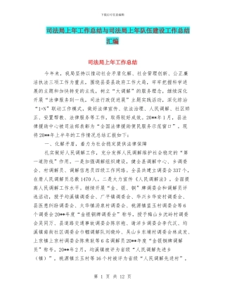 司法局上年工作总结与司法局上年队伍建设工作总结汇编