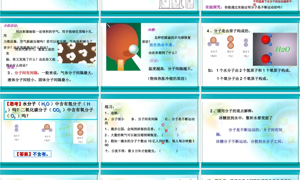 初中化学《分子》PPT课件