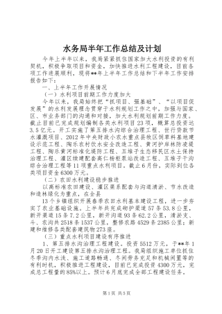 水务局半年工作总结及计划_1