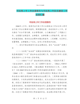 司法局上年工作自查报告与司法局上年队伍建设工作总结汇编