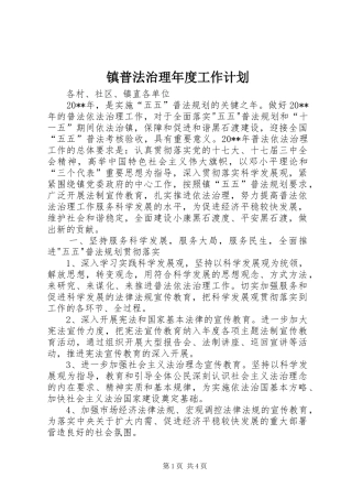 镇普法治理年度工作计划