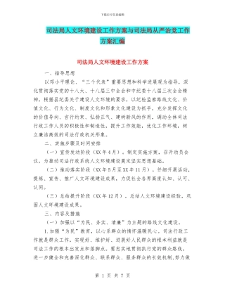 司法局人文环境建设工作方案与司法局从严治党工作方案汇编