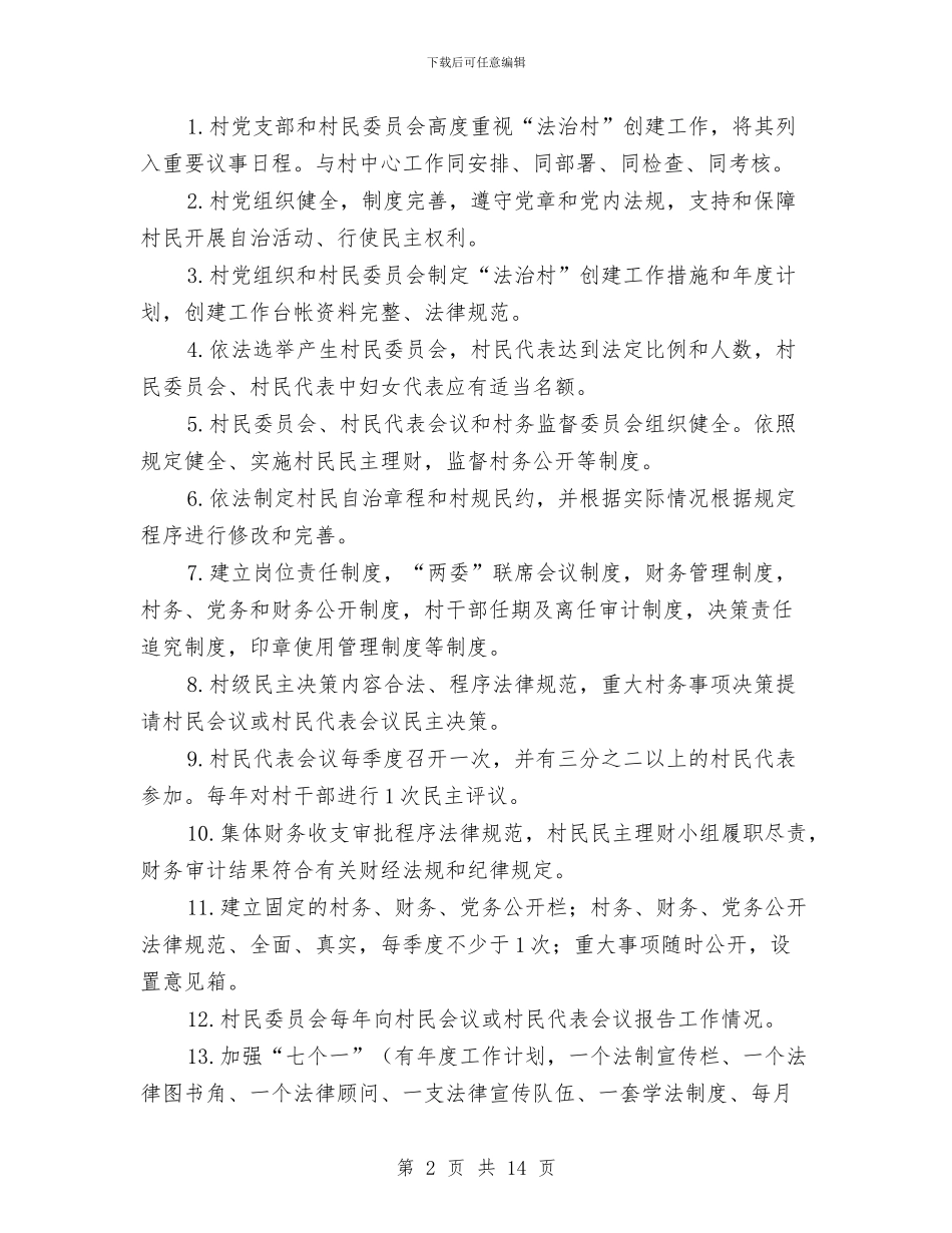 司法局依法治村创建工作意见与司法局依法治理工作总结汇编_第2页