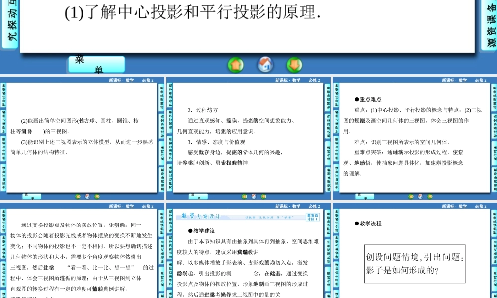 中心投影与平行投影空间几何体的三视图课件人教版必修