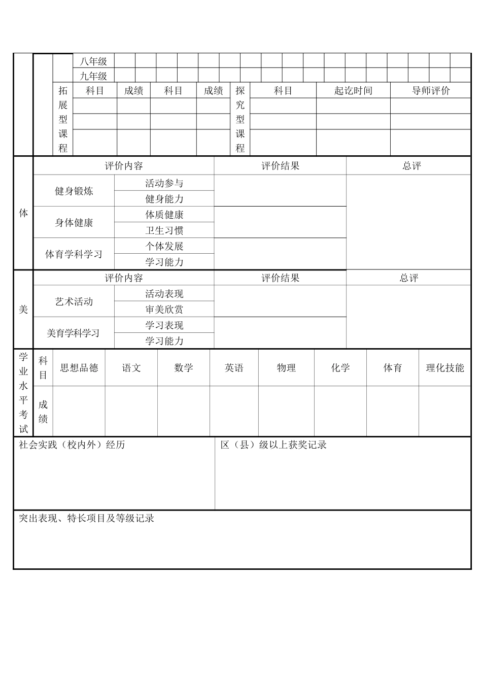 中学生综合素质评价表_第2页