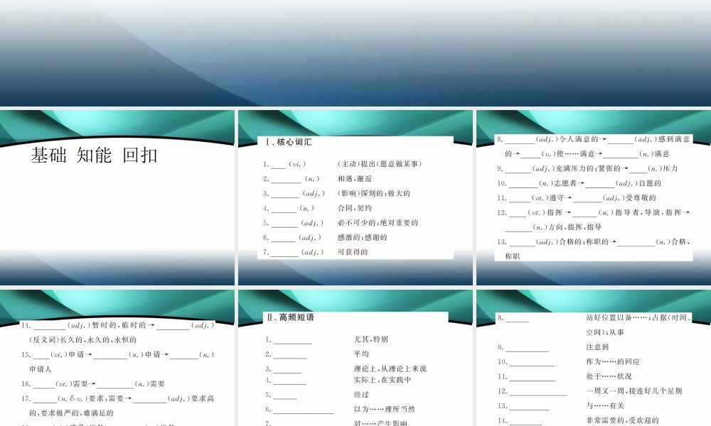 2012高中英语一轮复习名师备课课件：Module2+A+Job+Worth+Doing（外研版必修5）（共137张PPT）