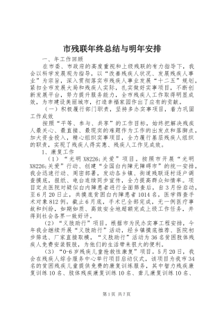 市残联年终总结与明年安排