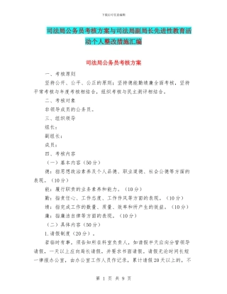 司法局公务员考核方案与司法局副局长先进性教育活动个人整改措施汇编