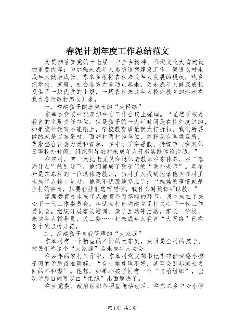 春泥计划年度工作总结范文_第1页