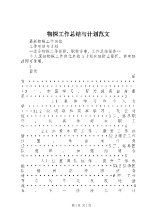 物探工作总结与计划范文