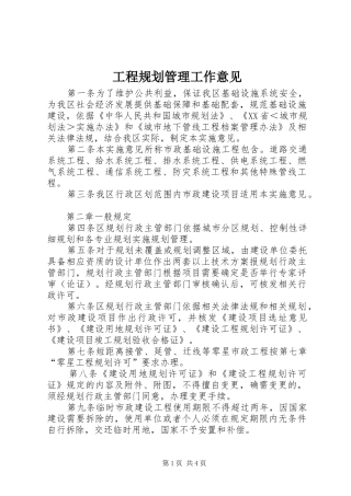 工程规划管理工作意见