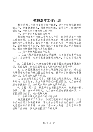 镇控烟年工作计划