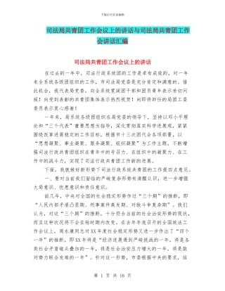 司法局共青团工作会议上的讲话与司法局共青团工作会讲话汇编