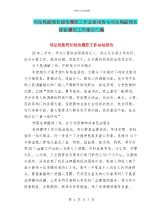 司法局副局长综治履职工作总结报告与司法局副局长综治履职工作报告汇编