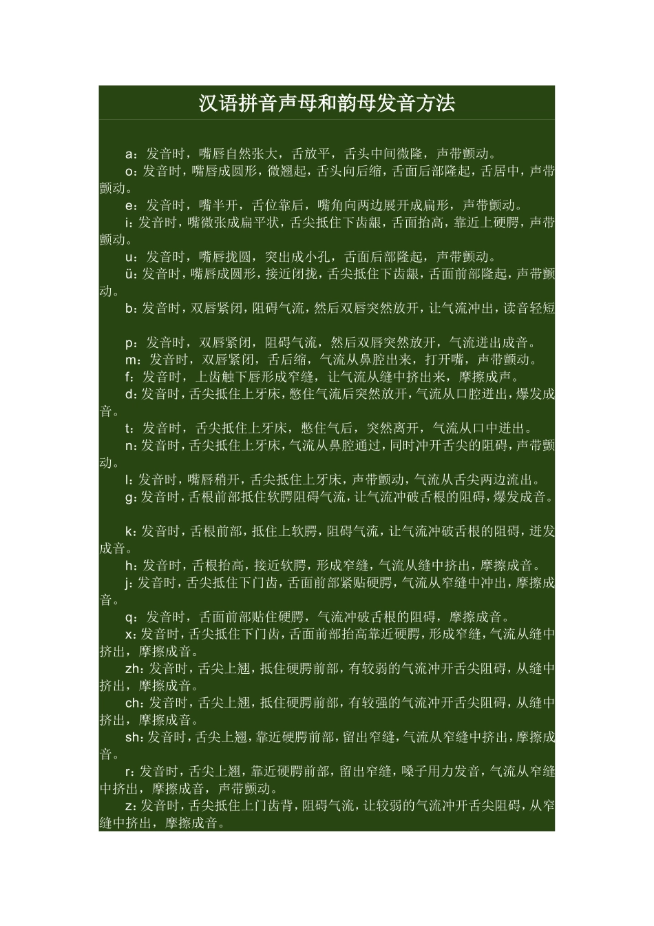 汉语拼音声母和韵母发音方法_第1页