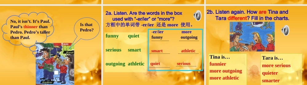 2013年人教版新目标八年级上Unit3_I’m_more_outgoing_than_my_sister_Section_A课件