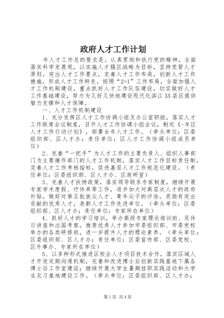 政府人才工作计划