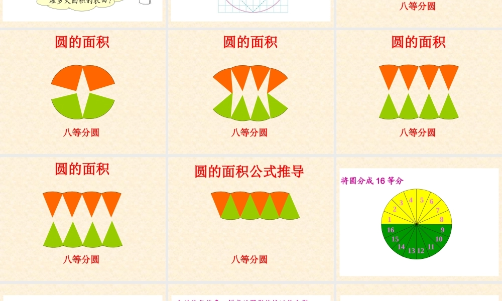 北师大版数学六年级十一册《圆的面积》PPT课件