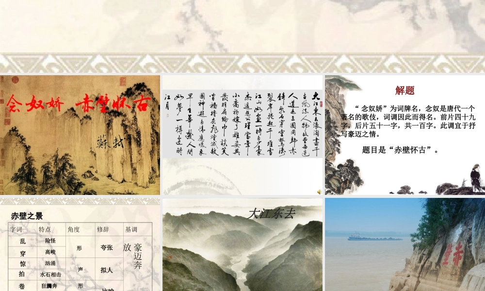 《念奴娇赤壁怀古》课件