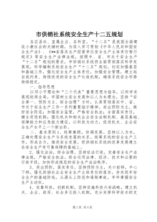 市供销社系统安全生产十二五规划