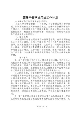 领导干部学法用法工作计划