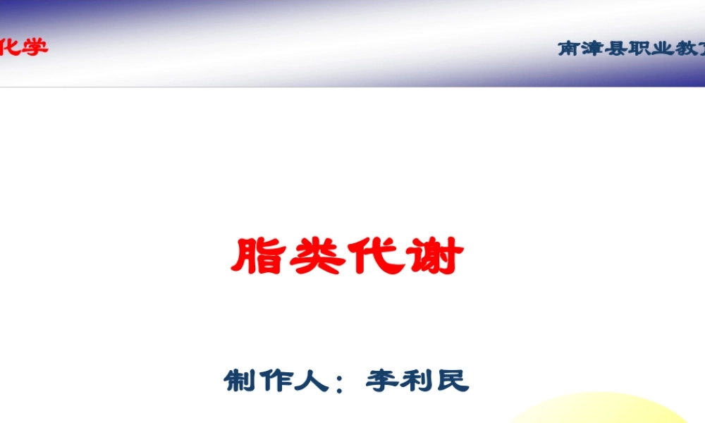 脂类代谢-------PPT课件