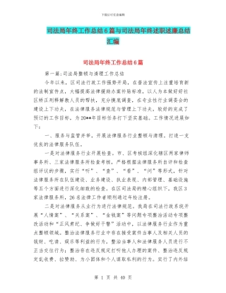 司法局年终工作总结6篇与司法局年终述职述廉总结汇编