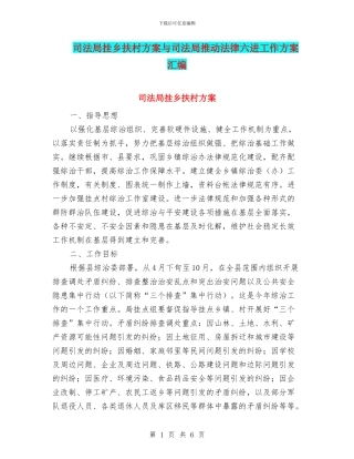 司法局挂乡扶村方案与司法局推进法律六进工作方案汇编