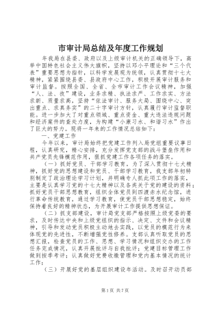 市审计局总结及年度工作规划
