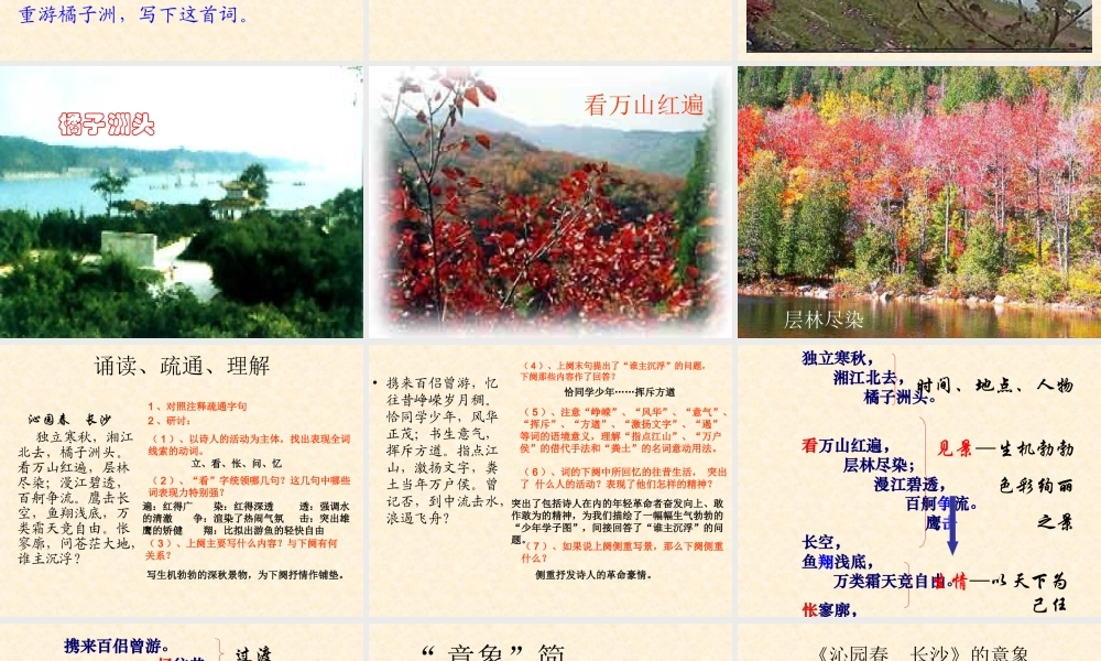 文本1《沁园春长沙》课件1（苏教版必修1）