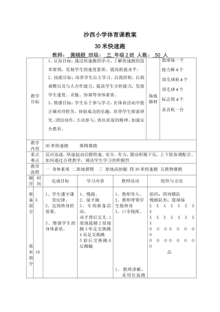 沙西小学体育课教案