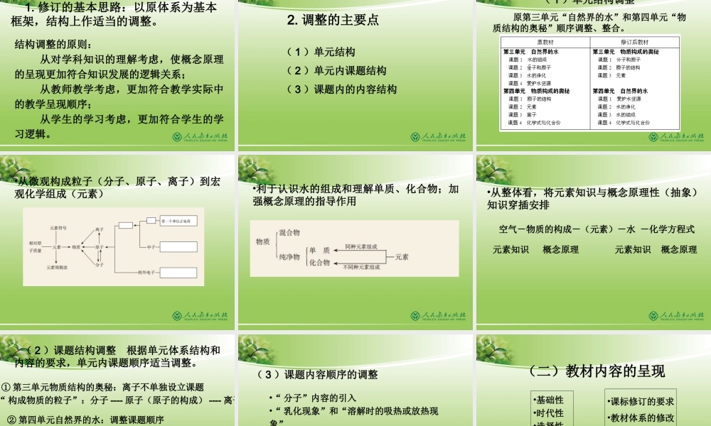人教版化学教材修订总体说明