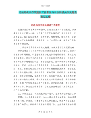 司法局机关作风建设工作意见与司法局机关作风建设意见汇编