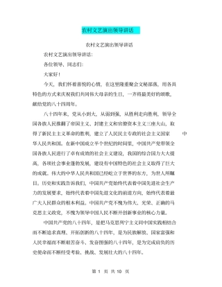 农村文艺演出领导讲话