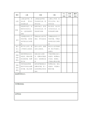 项目课程评价表