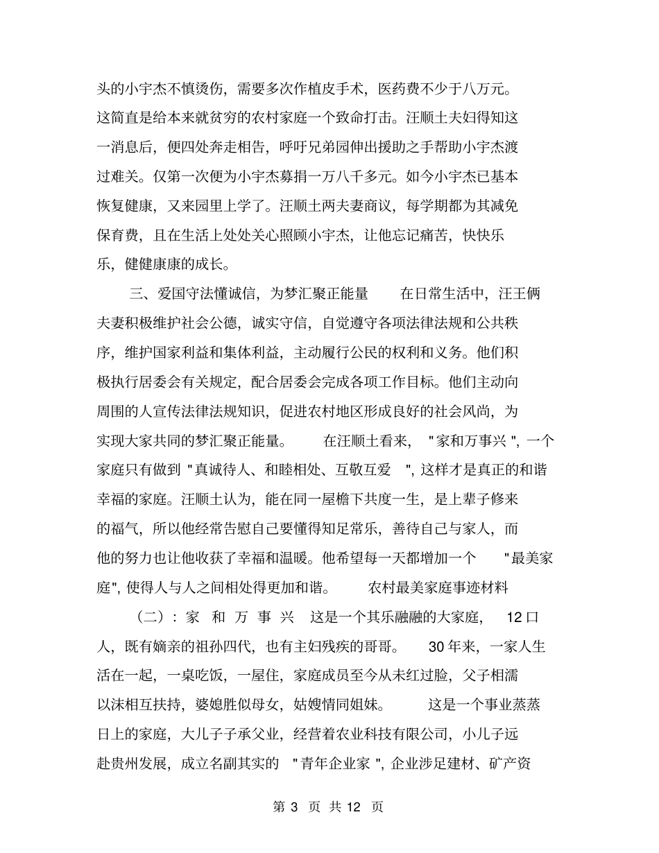 农村最美家庭事迹材料【可编辑版】_第3页