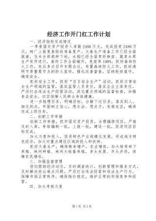 经济工作开门红工作计划