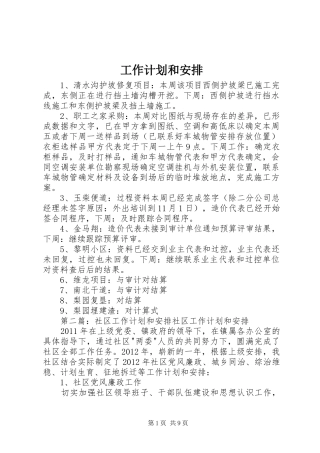 工作计划和安排