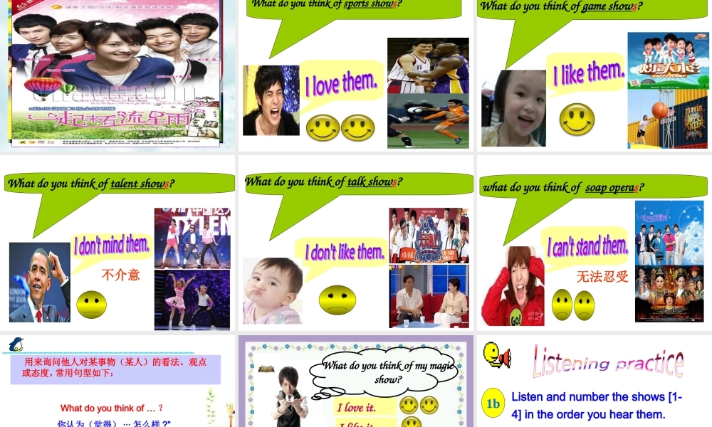 2013秋人教版英语八年级上unit5Doyouwanttowatchagameshow第一课时课件