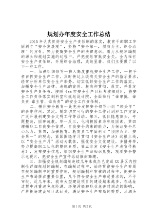 规划办年度安全工作总结