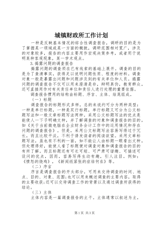 城镇财政所工作计划