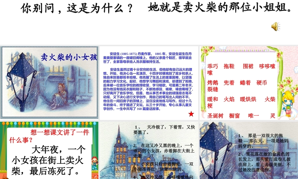六年级语文卖火柴的小女孩2