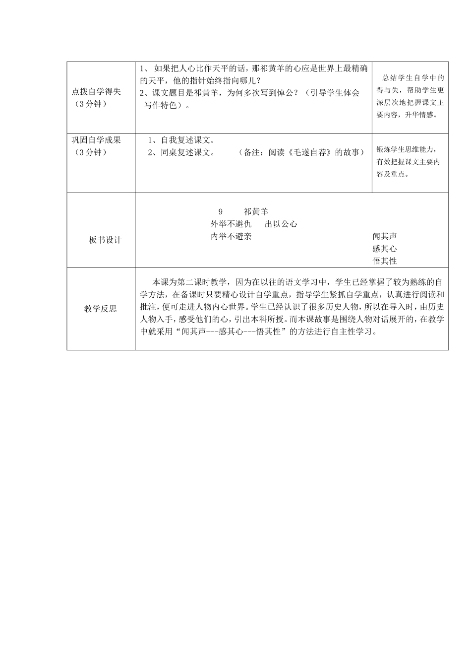 《祁黄羊》教学设计_第2页