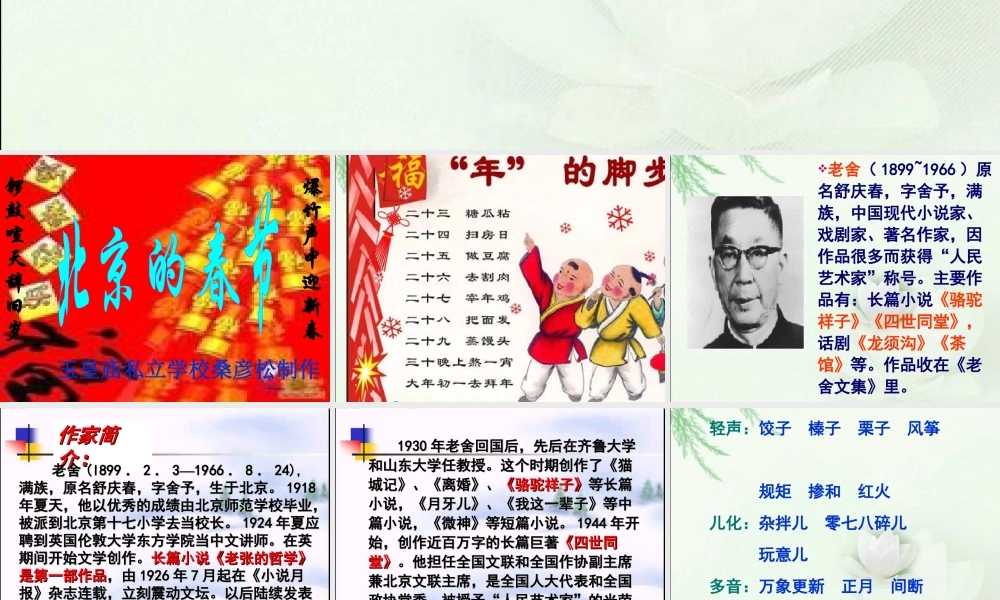 六年级语文下册6北京的春节PPT课件