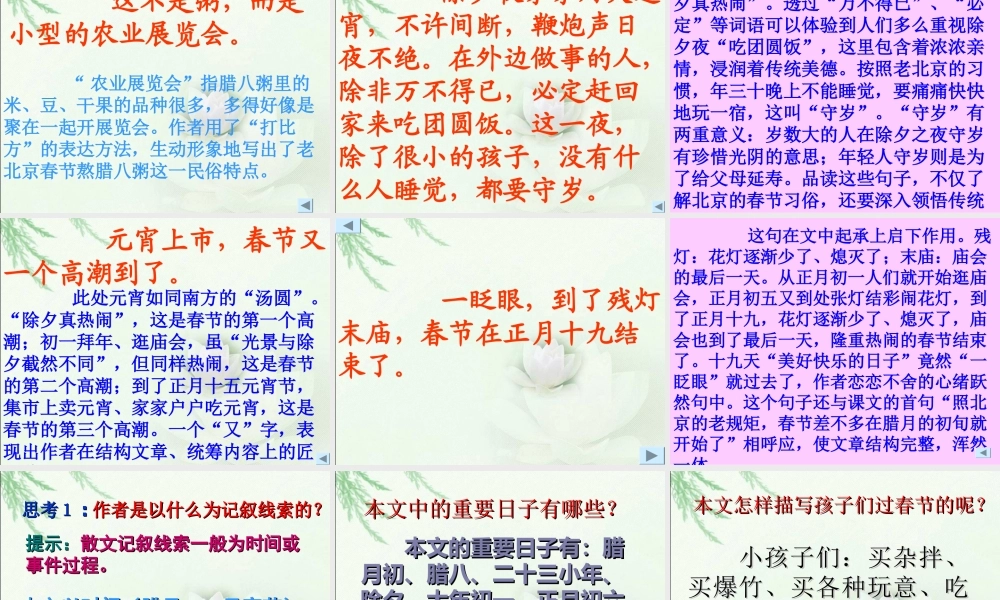 六年级语文下册6北京的春节PPT课件