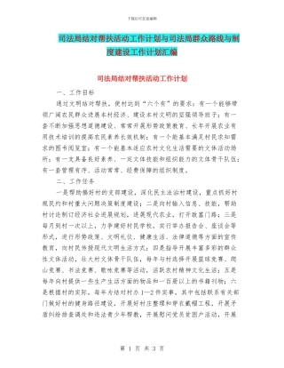 司法局结对帮扶活动工作计划与司法局群众路线与制度建设工作计划汇编