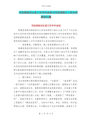 司法局结对认亲工作半年总结与司法局统计工作自评报告汇编