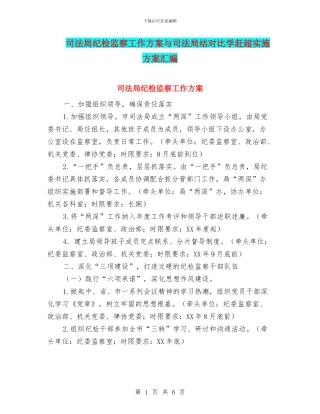 司法局纪检监察工作方案与司法局结对比学赶超实施方案汇编
