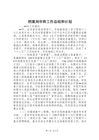 档案局年终工作总结和计划