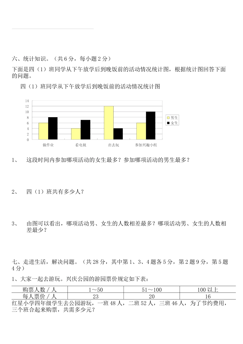 四年级上册数学期末测试题_第3页